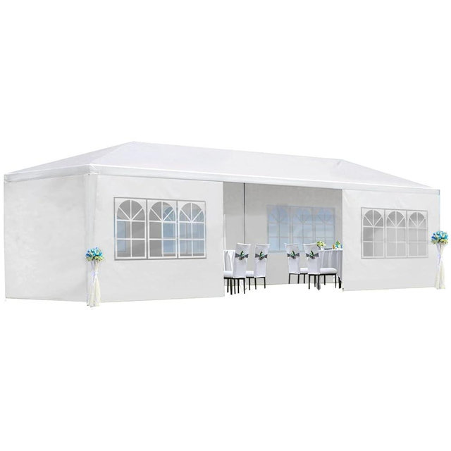 10'x30' Party Tent, Outdoor Wedding Canopy Tents for Parties with 8 Removable Sidewalls, Heavy Duty Canopy Outside Gazebo Event Tent for Parties Garden Patio Backyard, White