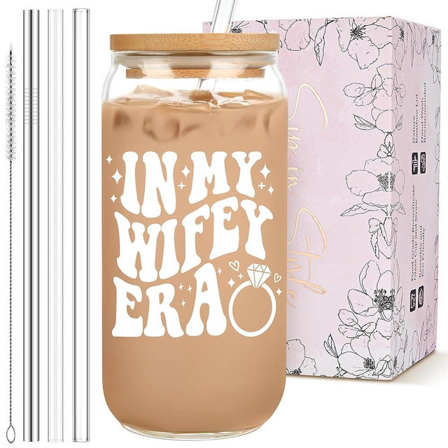 mozaba Bridal Shower Gifts, Bride Gifts, Bachelorette Gifts for Bride, Bride to Be Gifts, Wedding Gifts for Bride, Future Mrs Gifts, Cute Cool Wedding Day Gift Idea, in My Wifey Era Glass Cup Tumbler