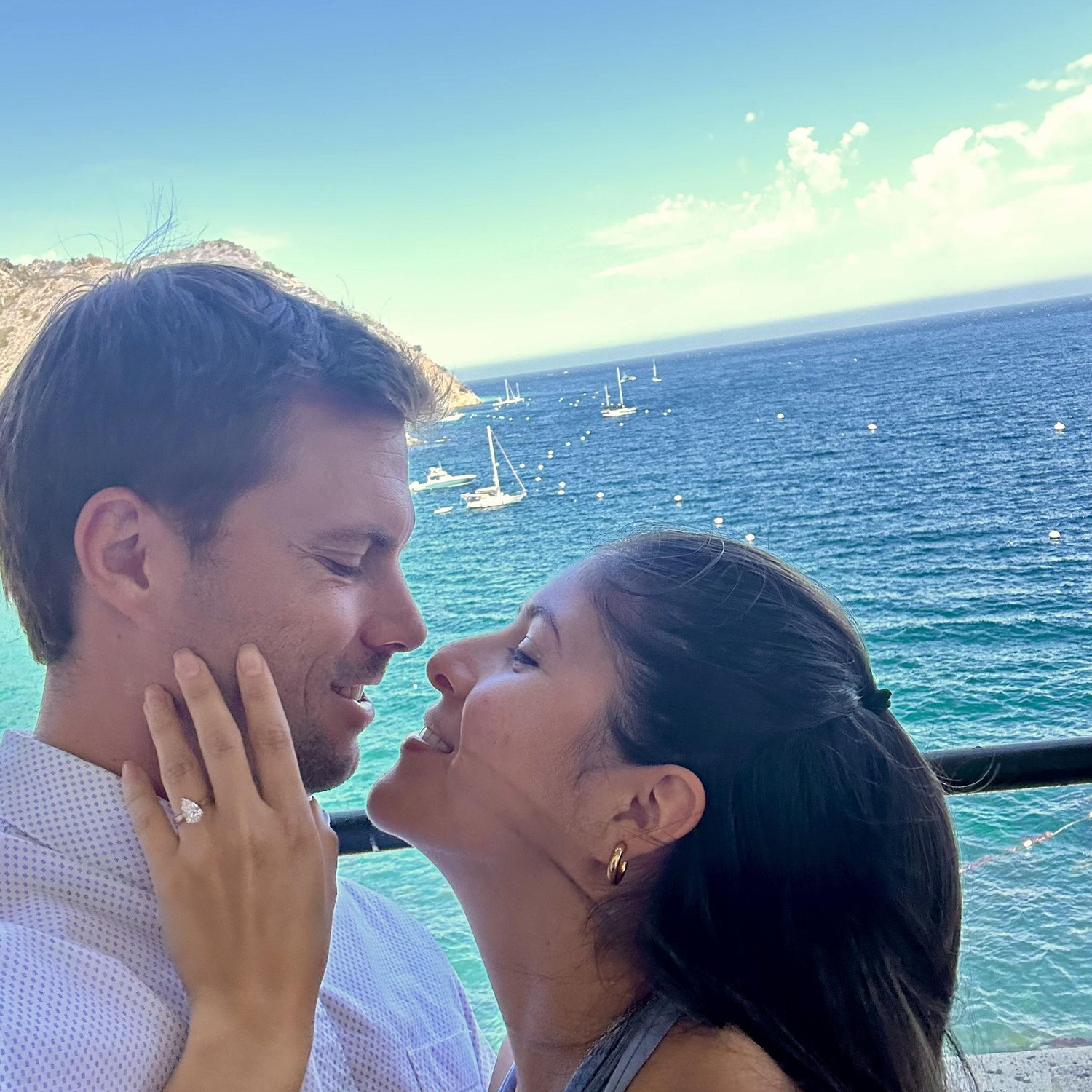 A few moments after Ryan proposed to Maria at the Wrigley Botanic Garden on Catalina Island. A few God-winks: Maria's Great-grandmother was named Catalina and Wrigley = Chicago Cubs!