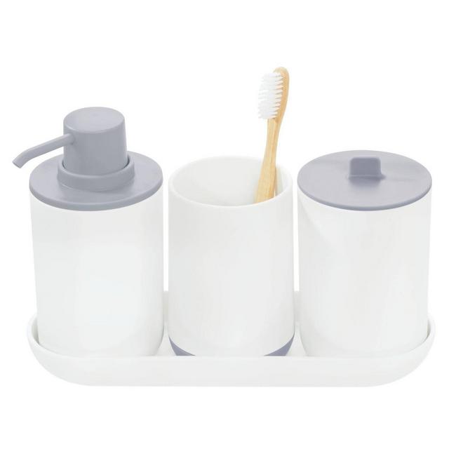 4pc Cade Bathroom Set White/Gray - iDesign