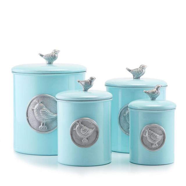 Old Dutch International Lauren BlueBird 4-Piece Canister Set in Blue