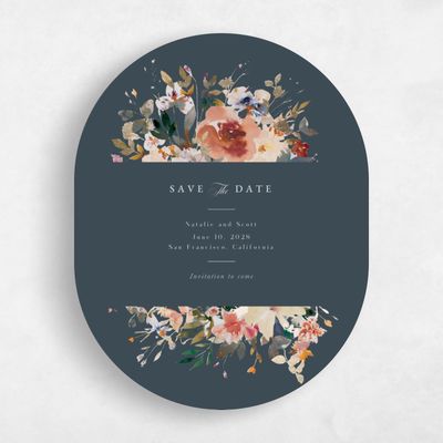 Blue Oval Wedding Save the Date - Fenella Portrait