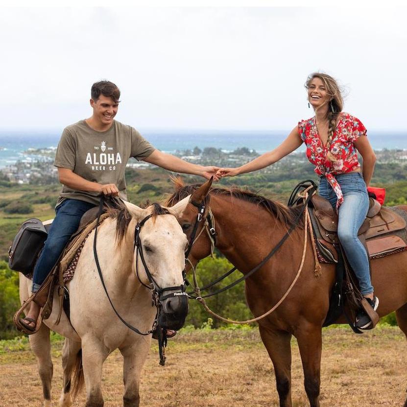 On the day of our engagement, we went horseback riding.