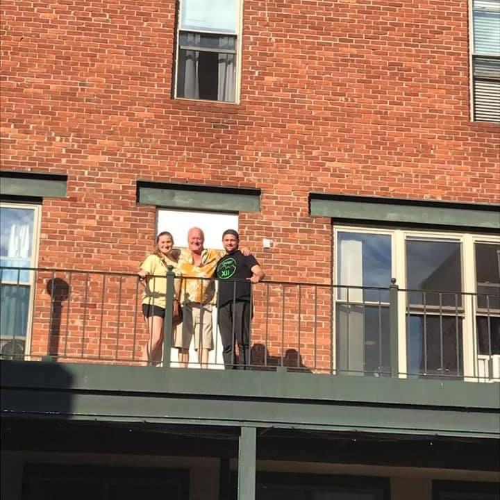 Moving into our apartments next door to each other in August 2019.