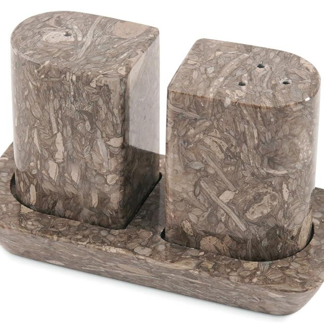 Radicaln Marble Salt and Pepper Shakers 2.5" Oceanic Handcrafted Stone Saleros Spice Set for Kitchen Table, Pink Salt Holder, Farmhouse Kitchen Decor, Elegant Home Essentials