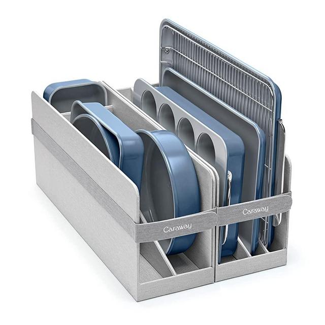 Caraway Nonstick Ceramic Bakeware Set (11 Pieces) - Baking Sheets, Assorted Baking Pans, Cooling Rack, & Storage - Aluminized Steel Body - Non Toxic, PTFE & PFOA Free - Slate