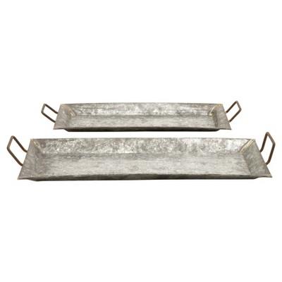 Farmhouse Rustic Serving Tray Set Gray 2pk - Olivia & May