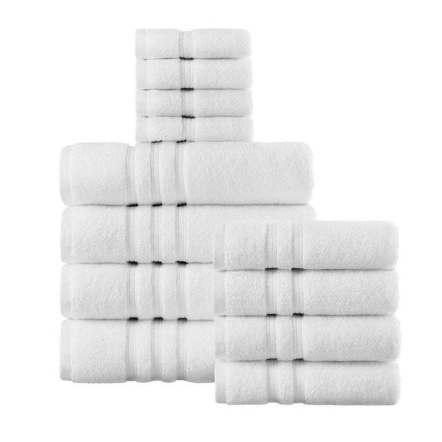 Micro Cotton 12-Piece White Bath Towel Set