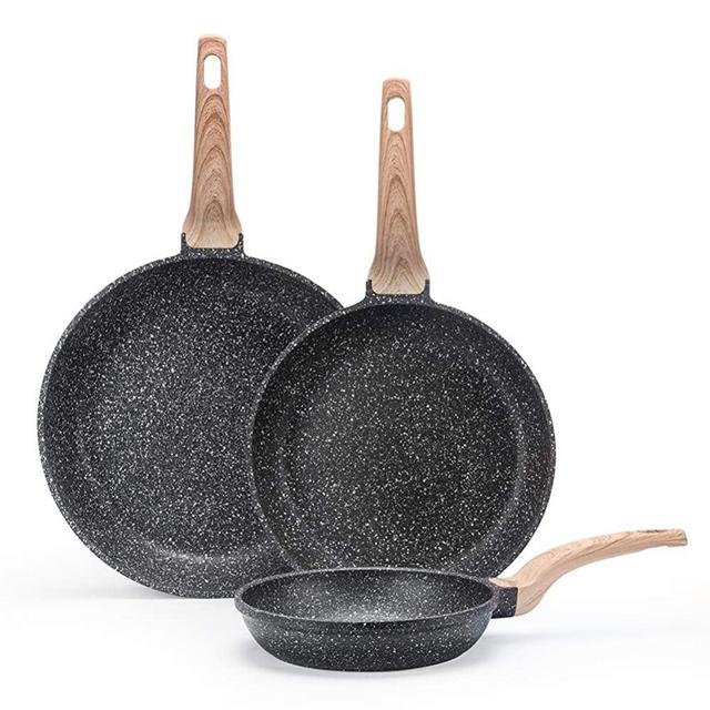 Carote Nonstick Frying Pan Set/Fry Pan Set/Cookware Set,3-Piece,8-Inch 9.5-Inch and 12-Inch,Black