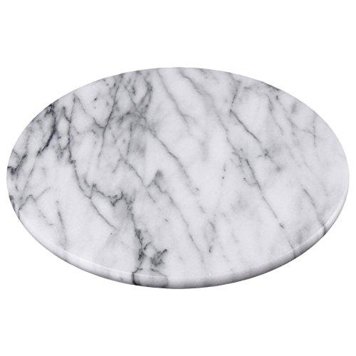 Creative Home 84077 Natural Marble 8" Diam. Trivet, Cheese Board, White (patterns may very)