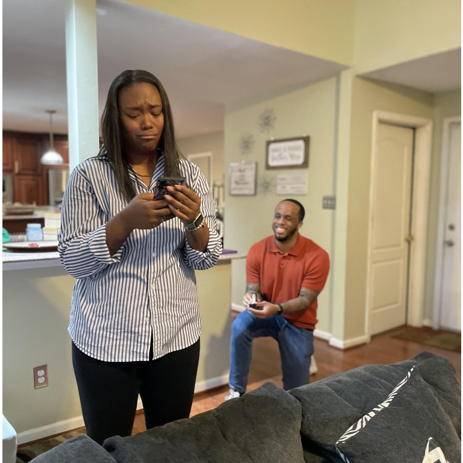 The moment everything changed... 
Her: Tears of happiness
Him: I've been down here for a while...