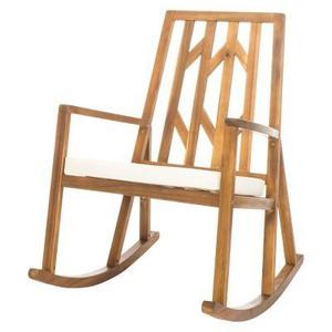 Nuna Acacia Wood Rocking Chair With Cushion - White - Christopher Knight Home