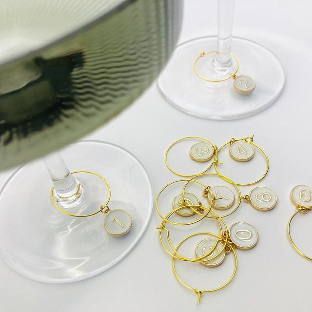 10 pcs Wine Charms (Black/or/White, Numbers 0 to 9)