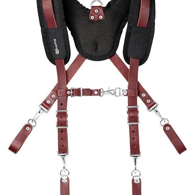 LAUTUS Leather Padded Tool Belt Suspenders w/Chest Strap| Pencil Sleeve| Comfortable & Heavy Duty | Fully Adjustable | Construction Grade |
