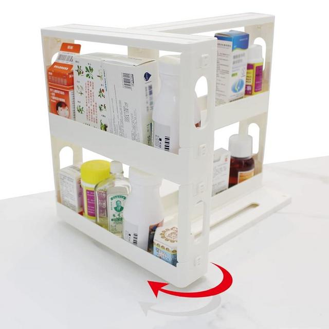 Dutiplus Medicine Cabinet Organizer 2-Tier Pull-and-Rotate Shelf Storage Rack Organizer for Holding Prescription Bottles, Cosmetics 11" H x 4" W x 11.22" L