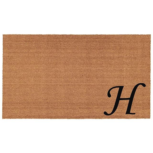 Home & More 153622436H Urban Chic Monogram Doormat (Letter H), Black/Natural, 24" x 36"