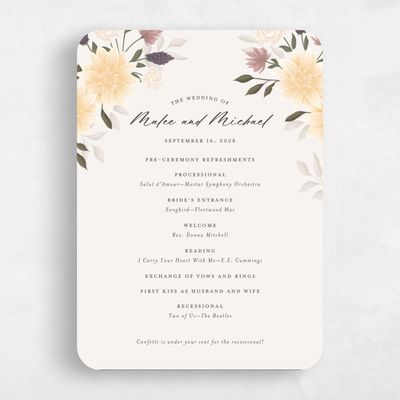 Beige Rounded Wedding Program - Simeri