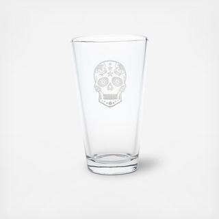 Sugar Skull Pint Glass, Set of 4