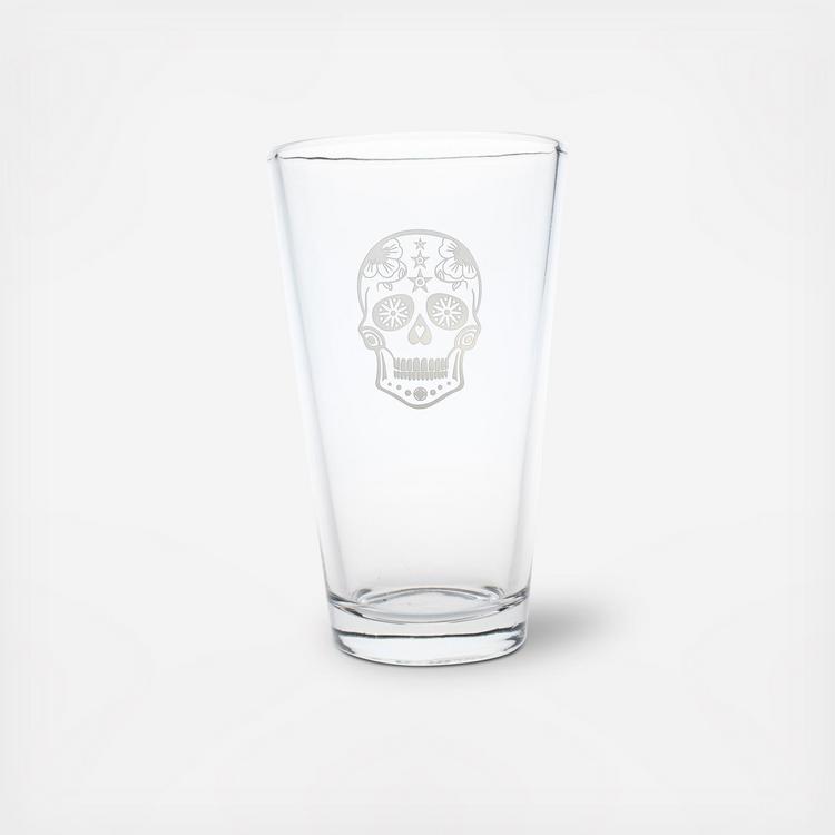 Dia De Los Muertos - Stemless Wine, DOR Whiskey, Pint Beer Glass - Set of 4