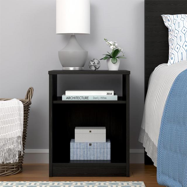 Mainstays Emery Open Shelf Nightstand, Black