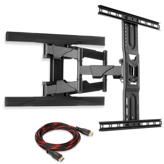 Mount Factory Full Motion TV Wall Mount - Swivel Bracket fit Televisions from 42" - 70" up to VESA 400 x 600 - Tilt Swing Out Arm - 10' HDMI Cable
