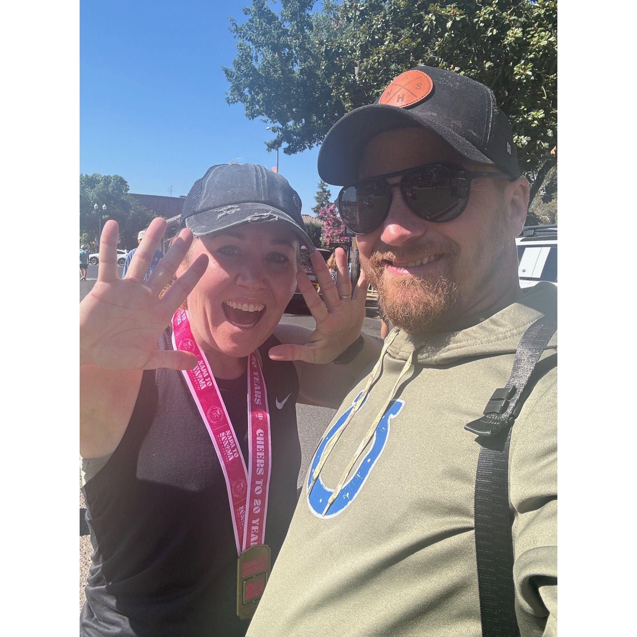 In Napa, at Jamie's 10th half marathon