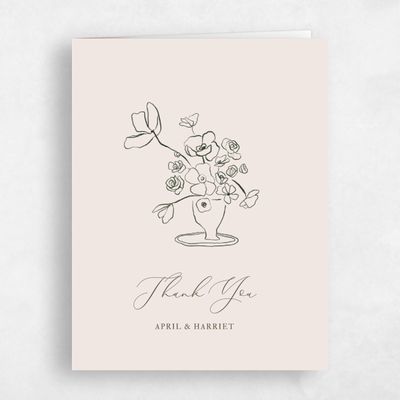 Dark Khaki, Beige Wedding Thank You - Keole Portrait