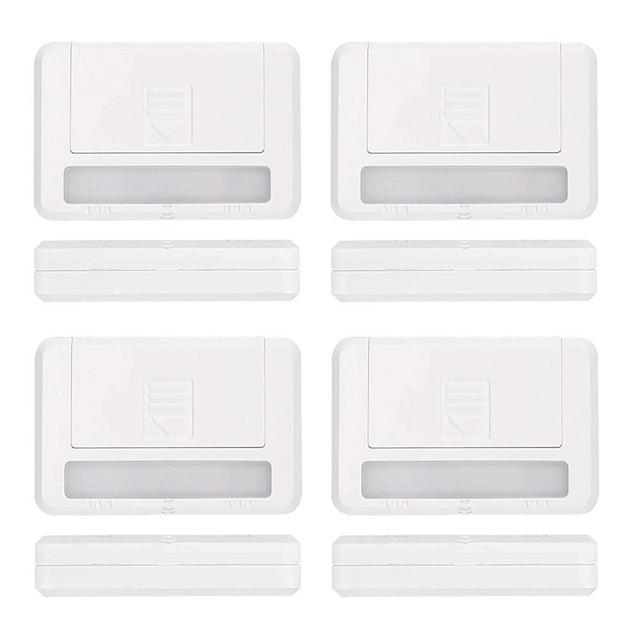 Amagle 4 Pack Magnetic Door Sensor Wireless Closet Light Stick Led Puck Lights Lighting for Wardrobe Drawer Cupboard Cabinet Window Hotel Kitchen Basement Garage (AAA Batteries Operated Not Included)