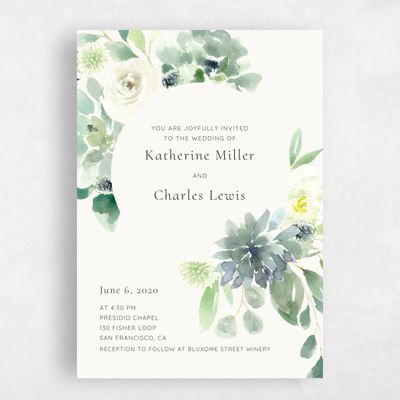Green Floral Wedding Invitation - Cricket Corner