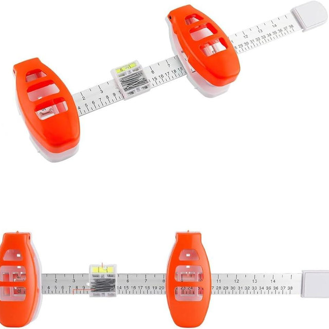 3-in-1 Picture Hanging Tool with Built-in Bubble Level, Magnetic Nail Slots, Measuring Ruler, Orange and White