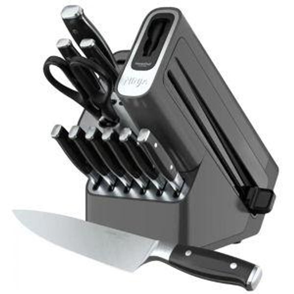 Ninja - NeverDull Premium 12-Piece German Stainless Steel Knife Block Set with Built-in Sharpener System - Black/Silver