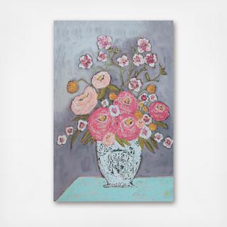 Flowers in Vase Wrapped Canvas Wall Art
