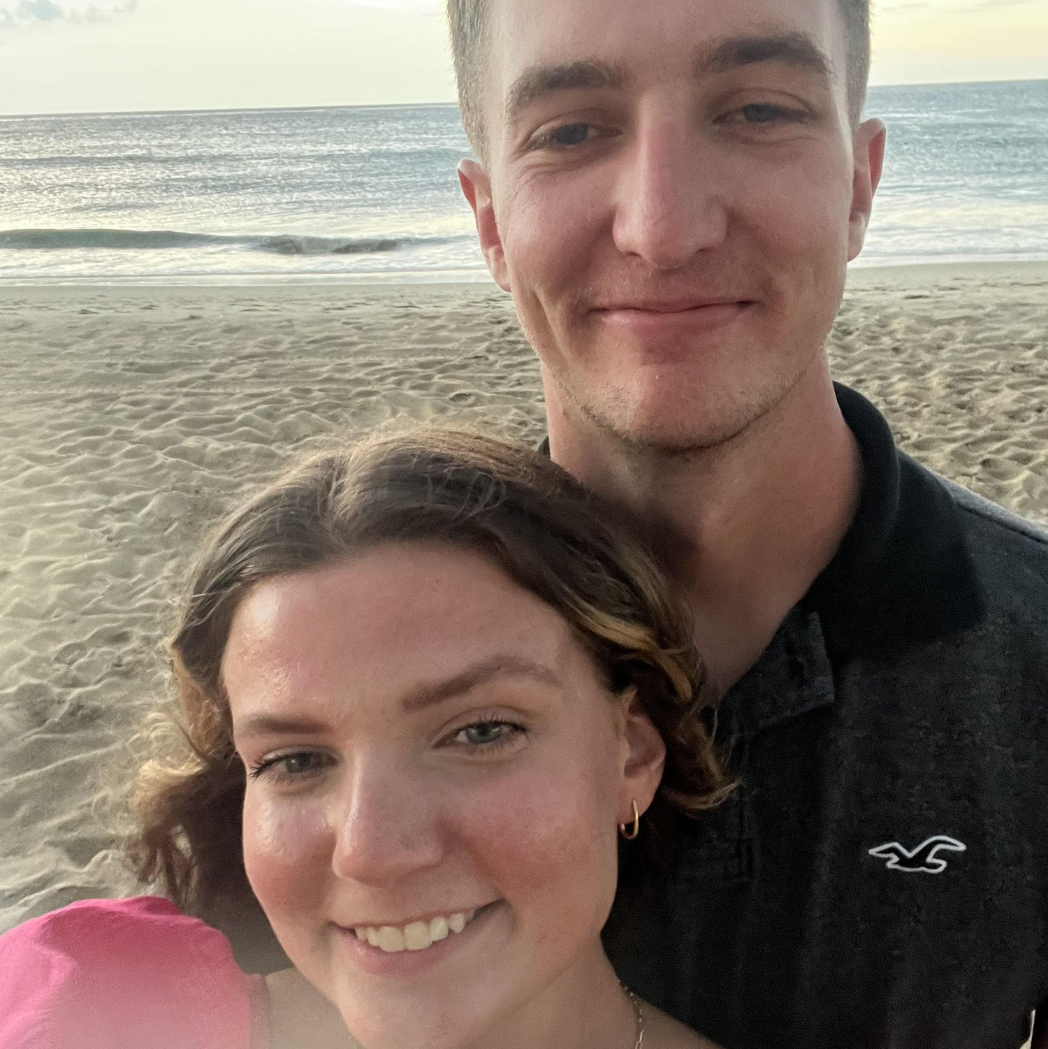 A quick selfie right before he popped the question!