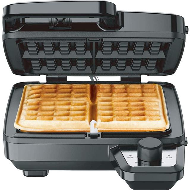 Elechomes Waffle Maker with Removable Plates, 4-Slice Belgian Waffle Iron, Anti-Overflow Nonstick Grids, Browning Control, Indicator Light, Compact Design, Recipes Included, Stainless Steel