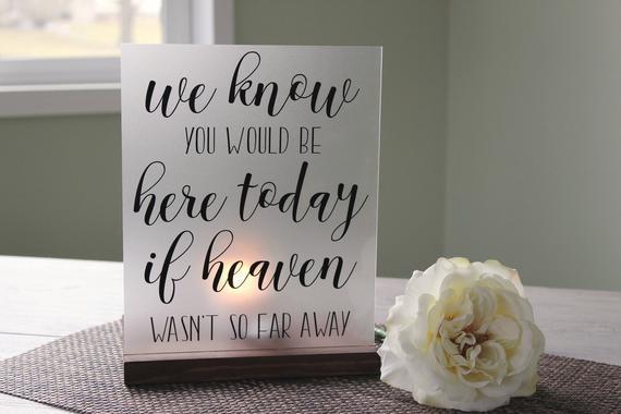 Memorial Candle Holder - Wedding Memorial - Heaven Memorial - We Know You Would Be Here Today - Acrylic Sign - Wedding Luminary Sign