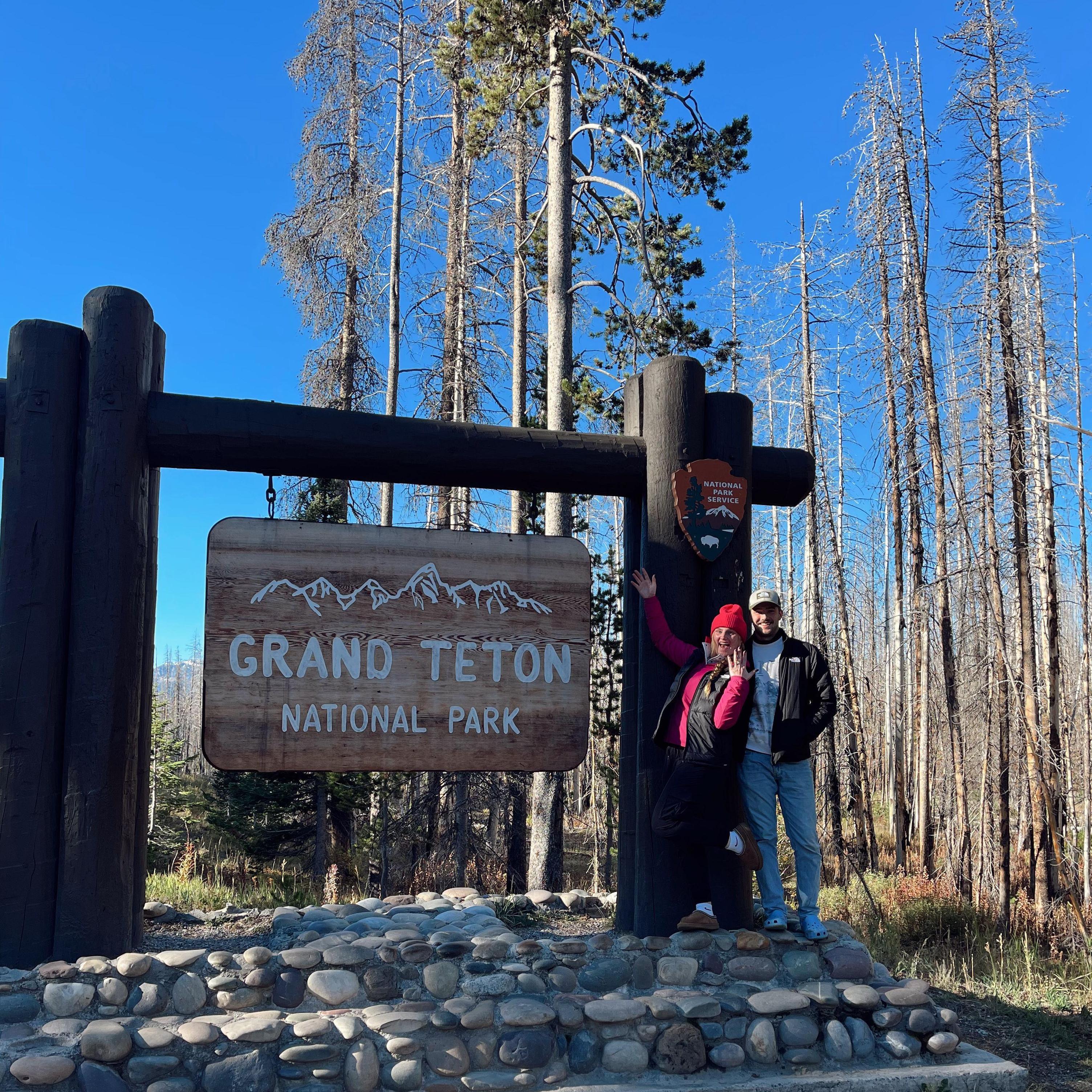 Heading out of Grand Teton National Park after getting engaged on September 22, 2024 and on our way up to Yellowstone and Glacier National Park!