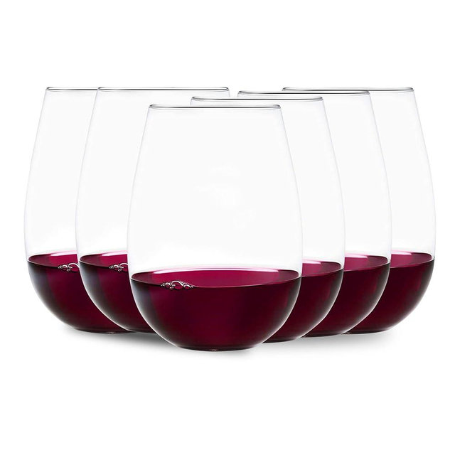 Voted New York Times Best Stemless Glass 2017 | Made in Europe | Set of 6 | Elegant Design | Dishwasher-Safe | 100% Lead-Free | 17 Oz | Perfect for Everyday Use | Gift Idea | Light