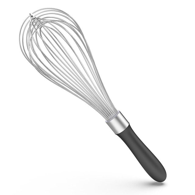 U-Taste Balloon Whisk for Cooking: 18/10 Stainless Steel Kitchen Wire Whisk, 12in Large Heavy Duty Egg Beater, Manual Mixing Tool with 12 High Flex Wires for Stirring, Blending Sauce (Black)