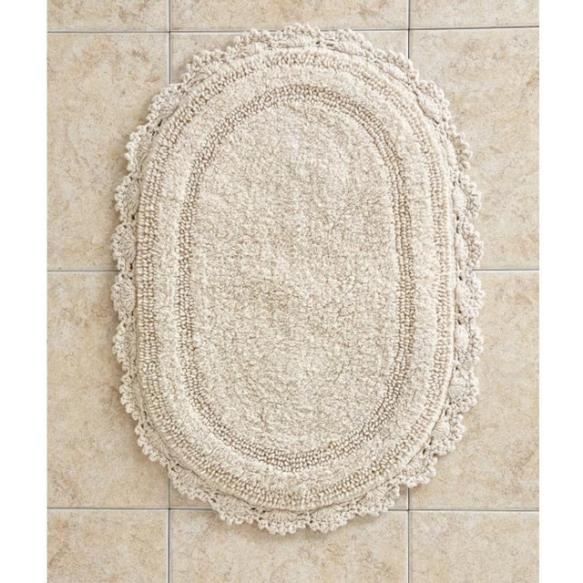 Comfort Step Bath Rug With Crocheted Border