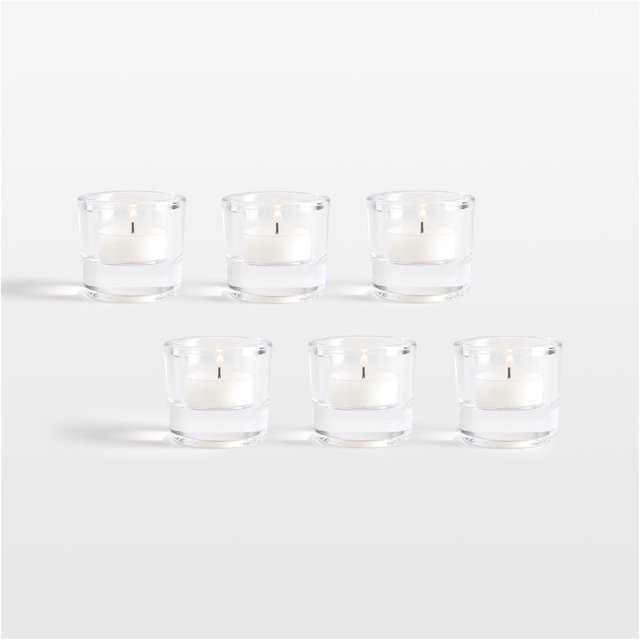 Essential Modern Tall Glass Tealight Candle Holder, Set of 6