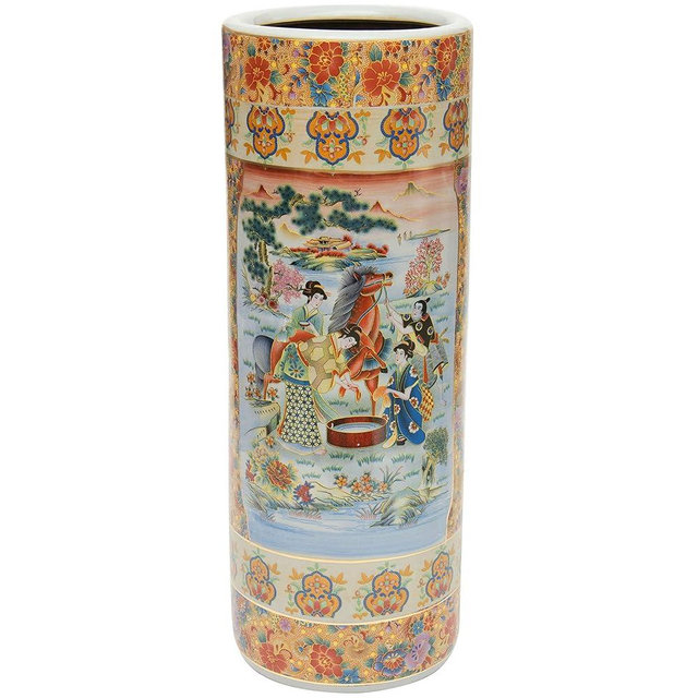 Red Lantern 24" Horse in Meadow Porcelain Umbrella Stand