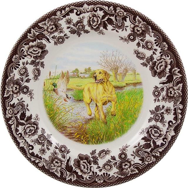 Spode Woodland Hunting Dogs Yellow Labrador Retriever Salad Plate