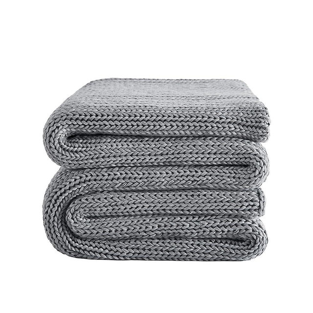 L'AGRATY Knitted Weighted Blanket - 48"x72" 15lbs Cooling Chunky Knit Heavy Blanket for Adults Braided Crochet Throw Thick Cable Yarn Knit Decorative Blanket No Beads Evenly Weighted Machine Washable