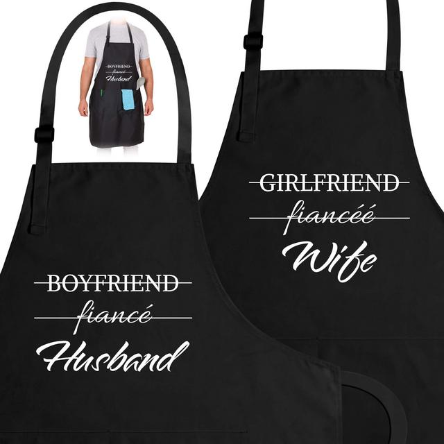 Zulay (2-Pack) Funny Aprons For Women, Men Couples