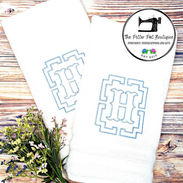 Monogrammed Hand Towels & Hand Towel Sets (Greek Key Style) Personalized Hand Towel Gift