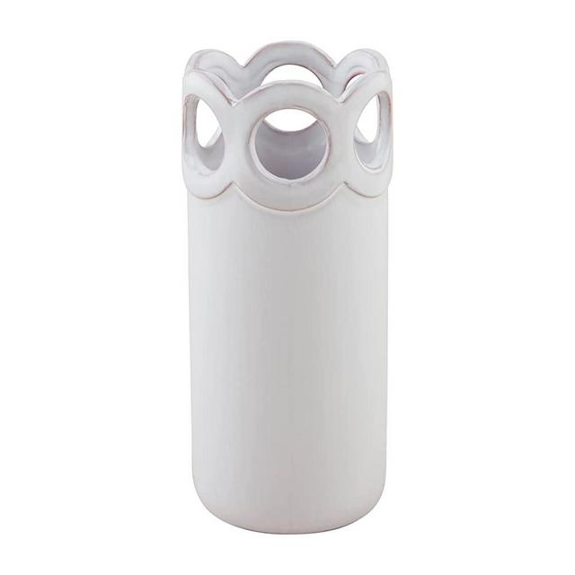 Mud Pie White Scalloped Bud Vase, Large, 6.5" x 2.75"