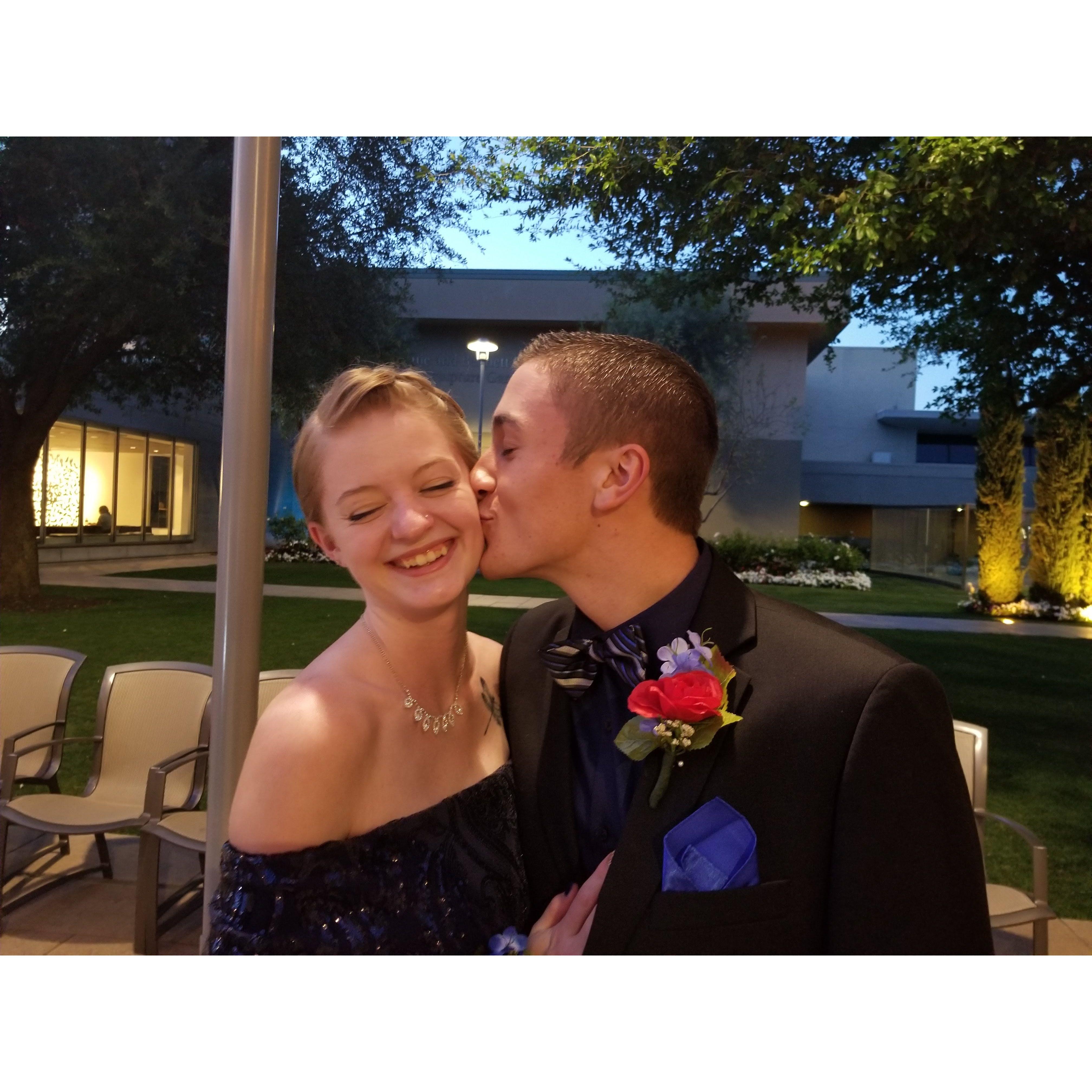 This picture was taken of the couple outside the Phoenix Art Museum for their Senior Prom.