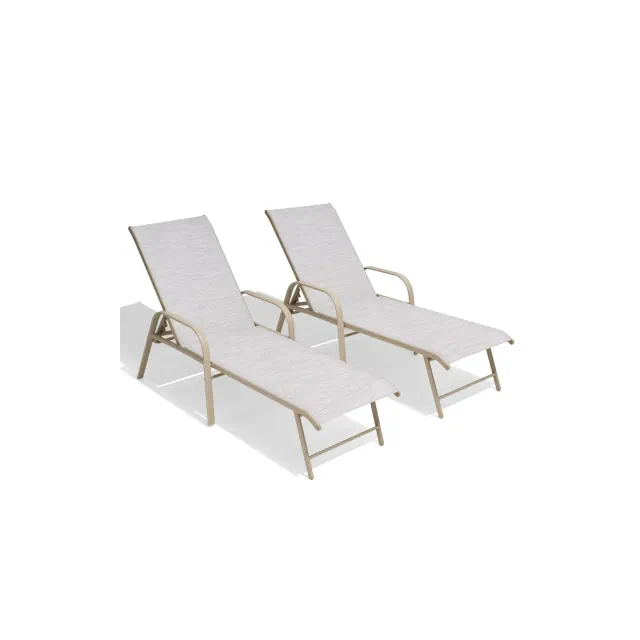 Crestlive Products Outdoor Lounger Aluminum Adjustable Chaise Lounge Chairs with Arms Mix Color