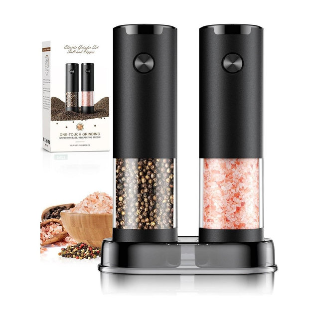 Maison Salt and Pepper Automatic Battery Grinder Set with Holder