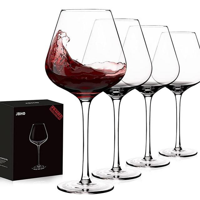 Set of 4 - 21 Ounce Hand Blown Italian Style Crystal Burgundy Wine Glasses - Lead-Free Premium Crystal Clear Glass - Gift-Box for any Occasion…